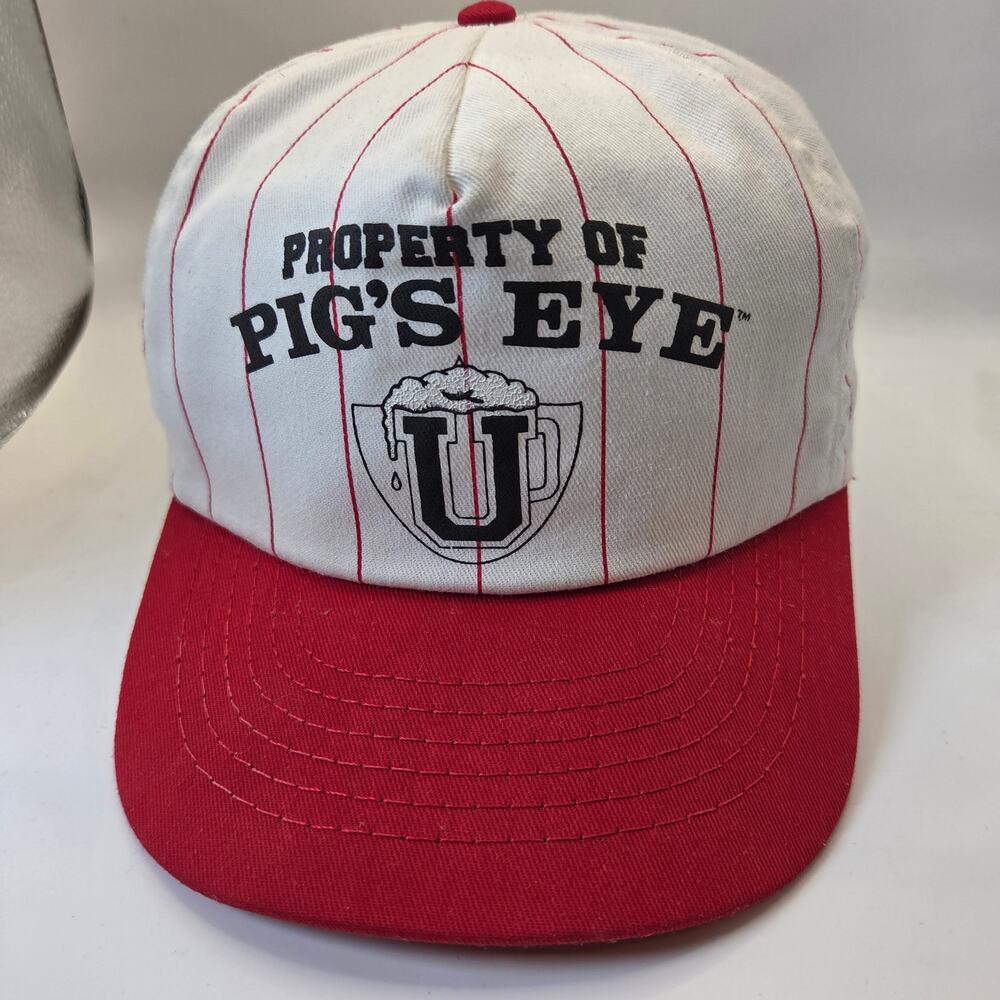 Property Of Pig's Eye U Snapback Hat USA Spartan Promo Group Beer Cap Vintage